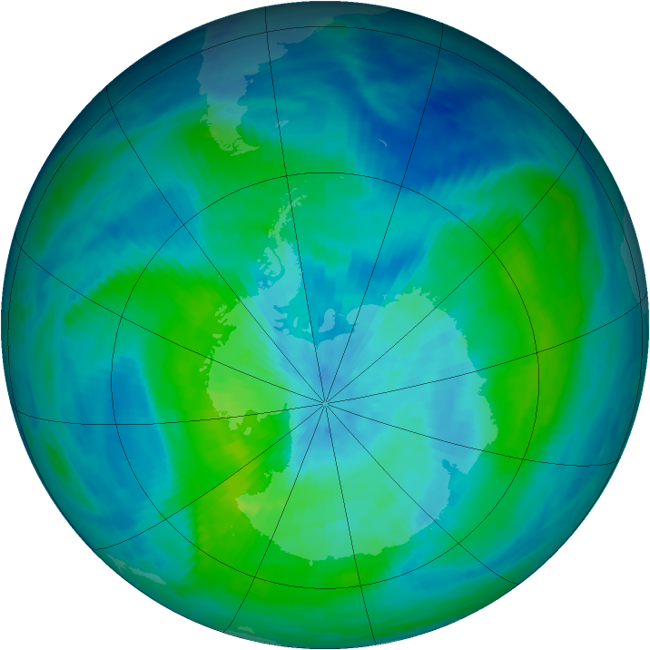 Antarctic ozone map for 13 March 1987